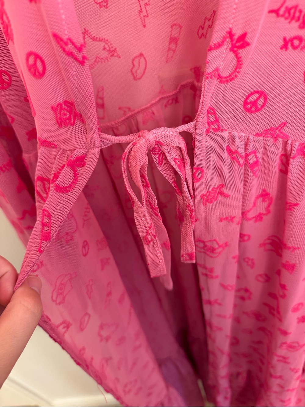 torrid x Betsey Johnson Mesh Kimono Tie Front Sheer Size 4 - Picture 12 of 16
